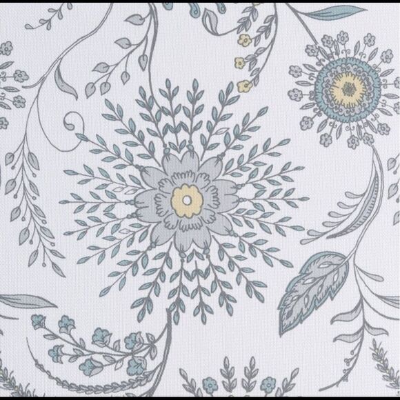 Set of 3 Panels Yuto Medallion Floral Light Filtering Top Curtain Panel White - Picture 4 of 6